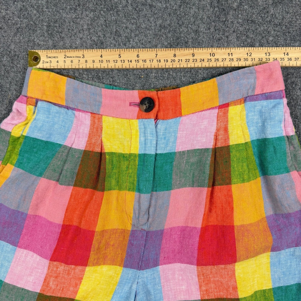 Boden Red Gingham Dulwich 100% Linen Shorts Size 4 Colorful Preppy Summer - Picture 6 of 8